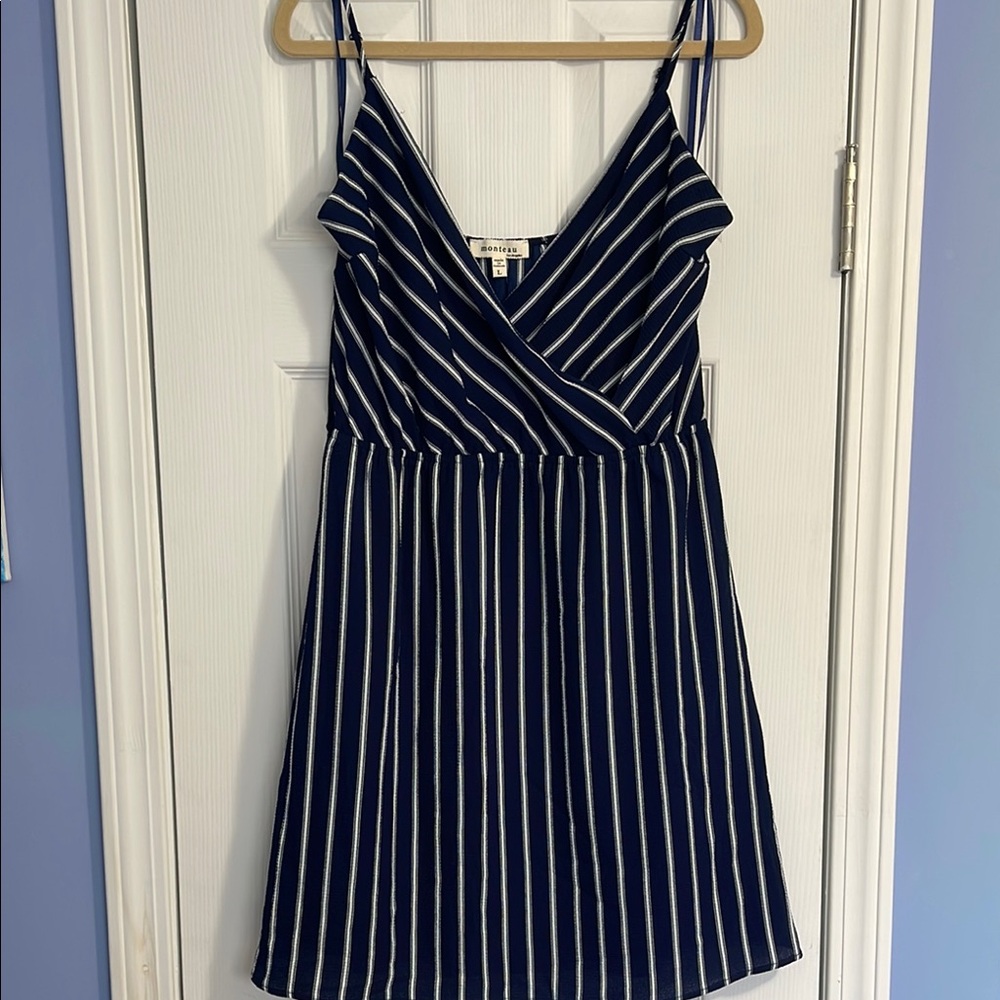Monteau Blue and White Mini Dress